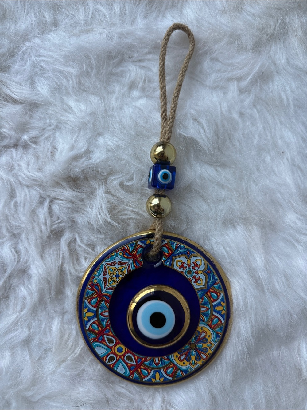 Large Handmade Blue Glass Evil Eye Decorative Hanging Charm